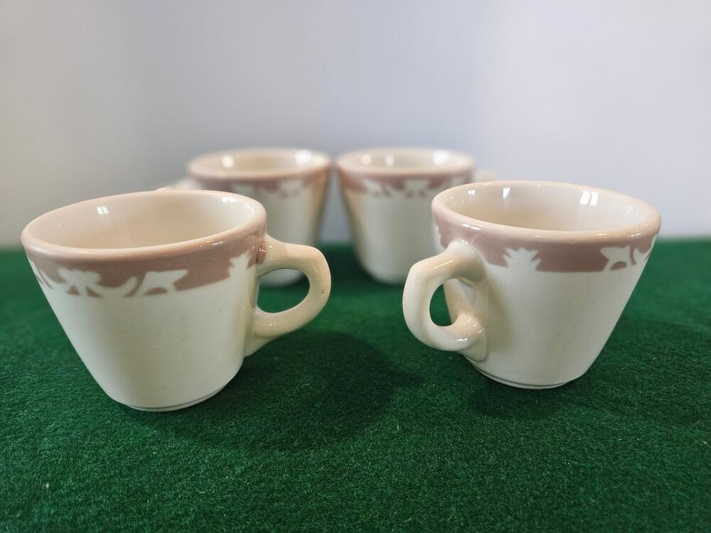 Vintage Set of 8 Syracuse China Nutmeg Pattern restaurant ware coffee cups 1964